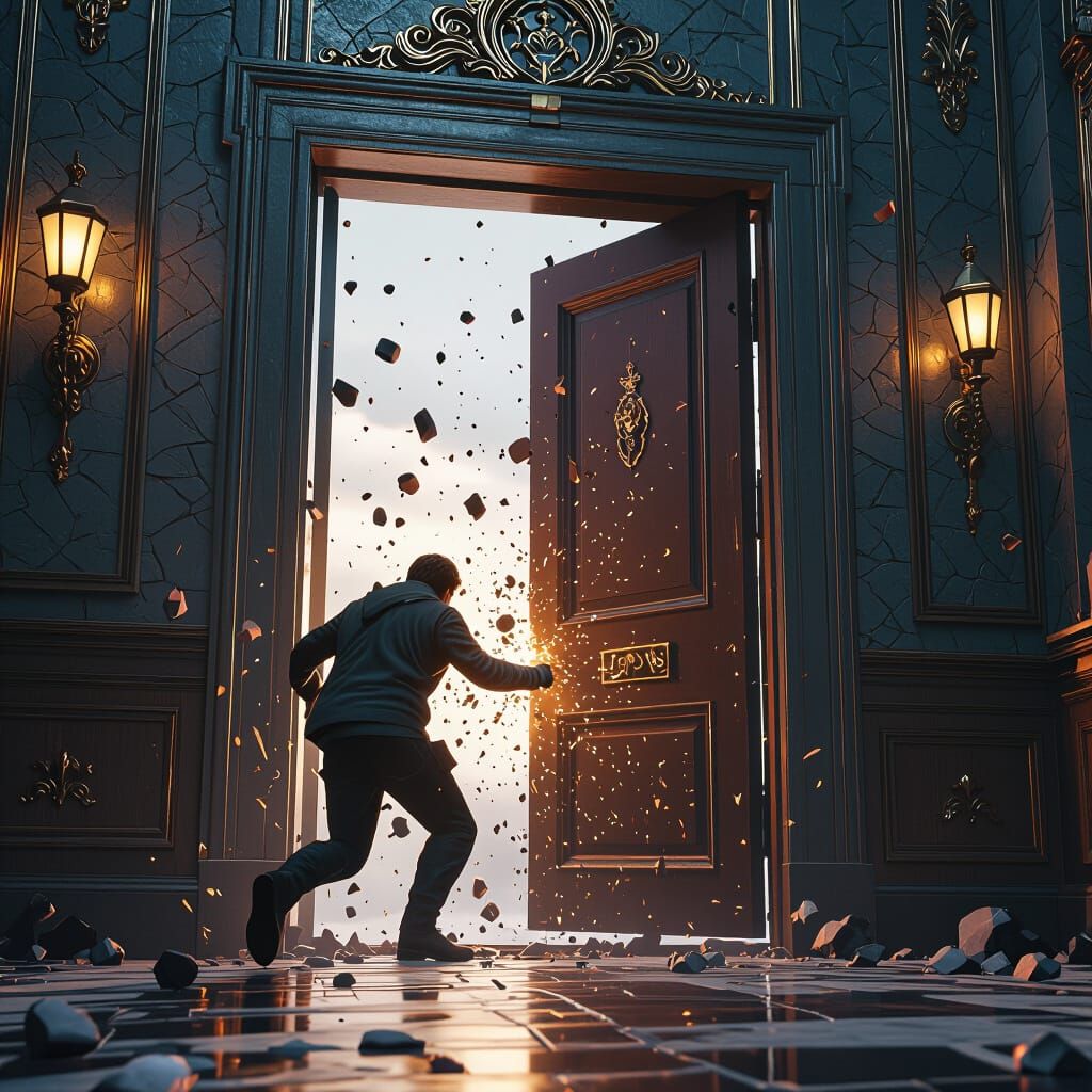 Dramatic Door Kickdown: Fantasy Concept Art