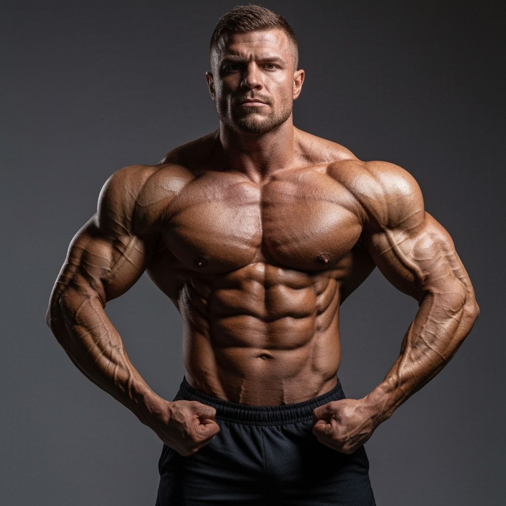 Muscular Bodybuilder in Dramatic Studio Lighting