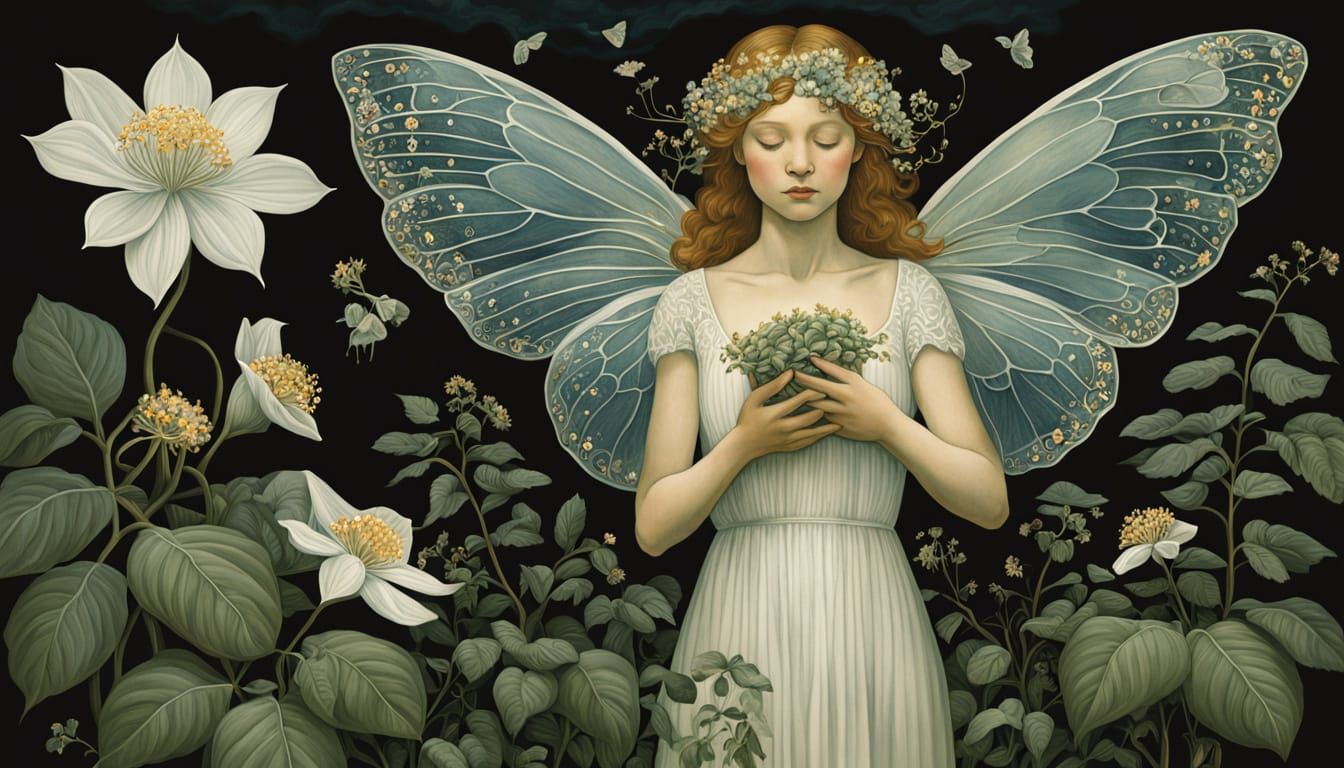 Women in Resplendent Diphylleia Grayi Wings, Amidst Whispers...