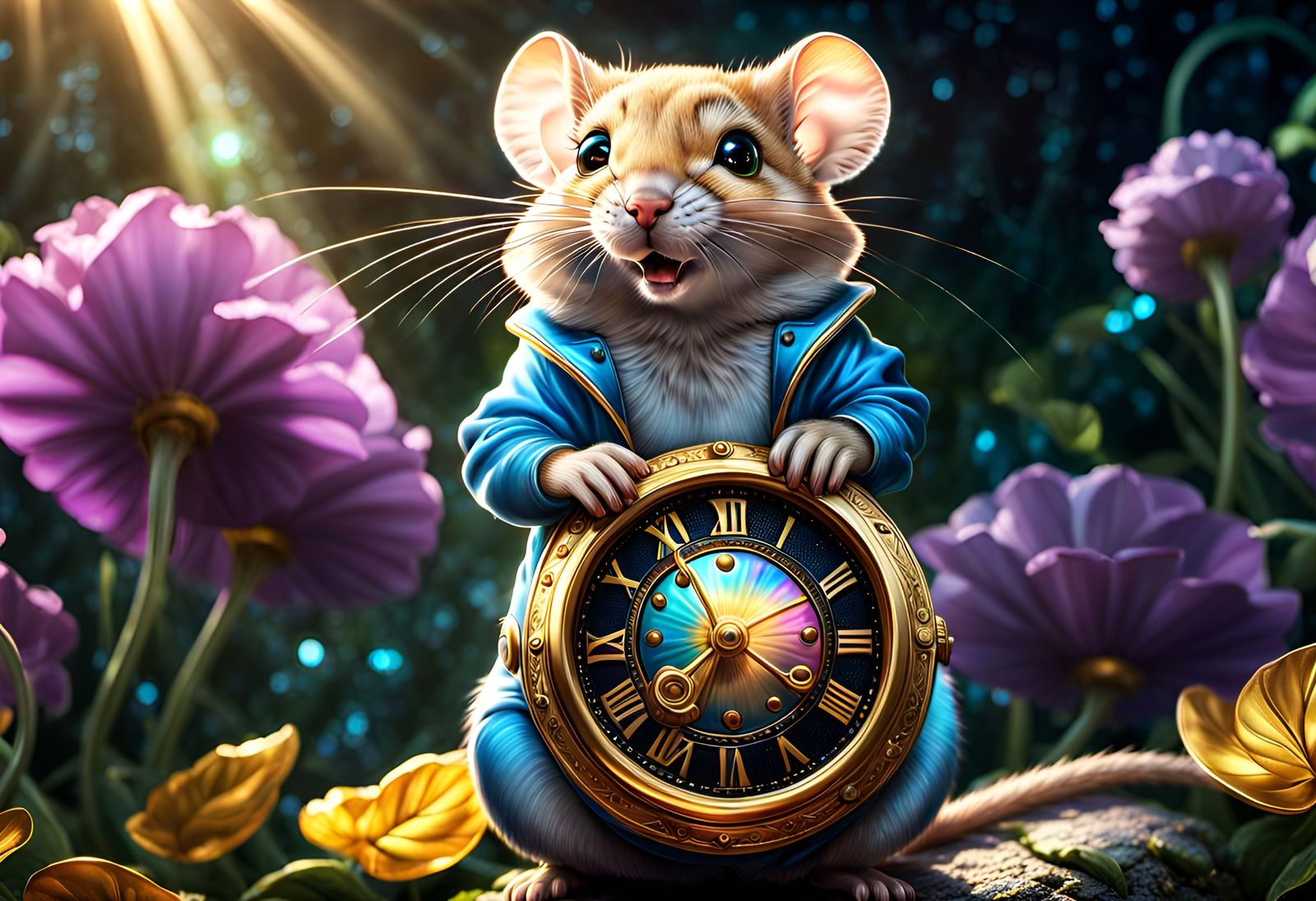 Dormouse in Wonderland: Detailed Cosmic Illustration