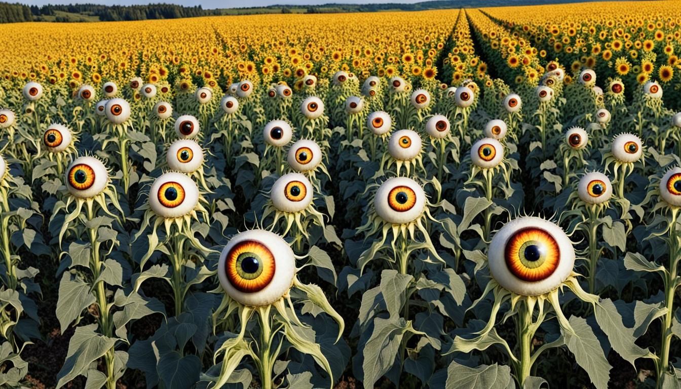 Field of Eyeball Sunflowers