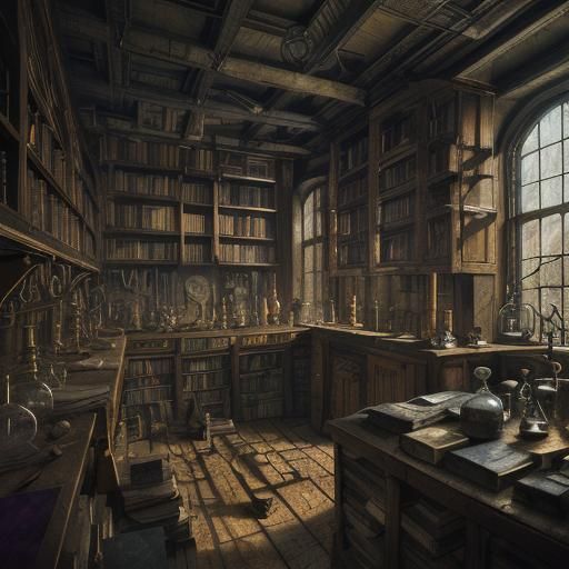 Mystical Alchemist's Laboratory in Vivid Color