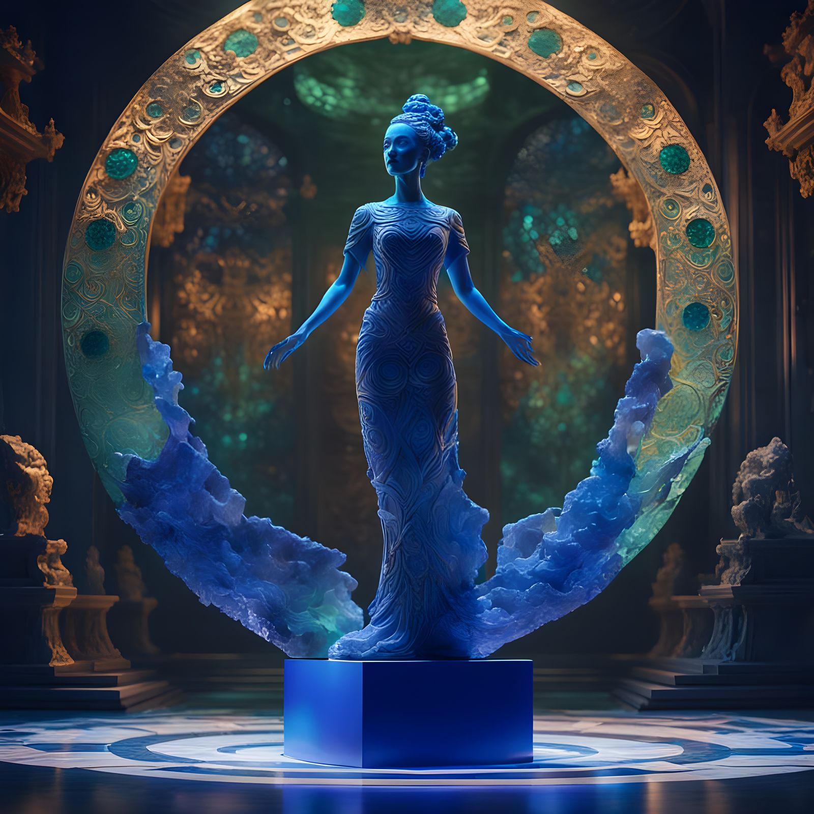 Kaleidoscopic Sculpture of a Graceful Woman