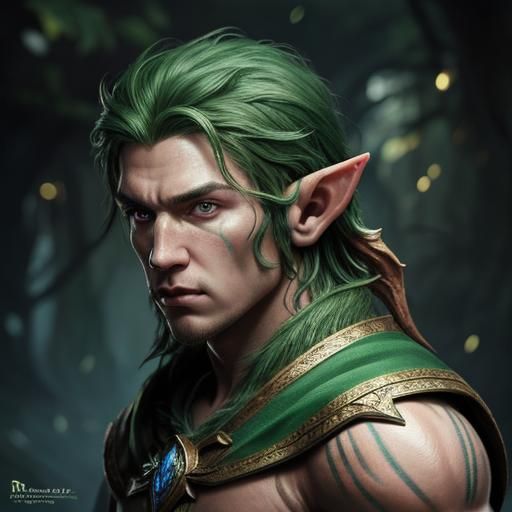 Hyperrealistic Elf Portrait with Colorful Background