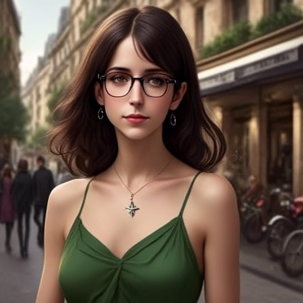 Portrait of Woman in Green Dress with Pendant