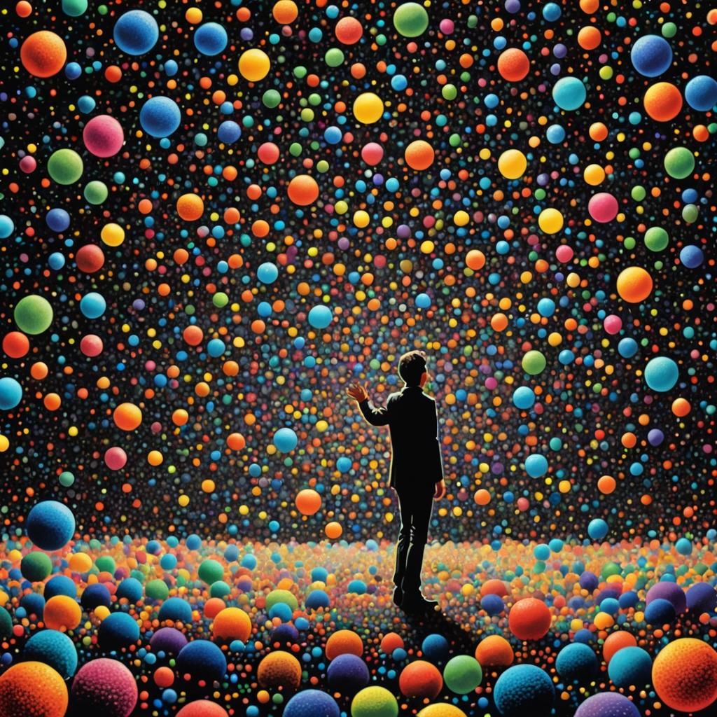 Surreal Fantasy World in Pointillism Dot Art