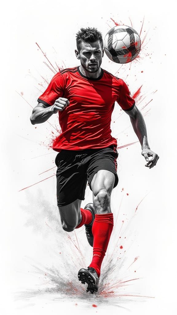 Powerful Football Header in Dynamic Sketch Style