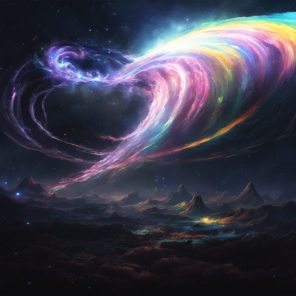 Holographic Rainbow Tornado in Cosmic Night Sky