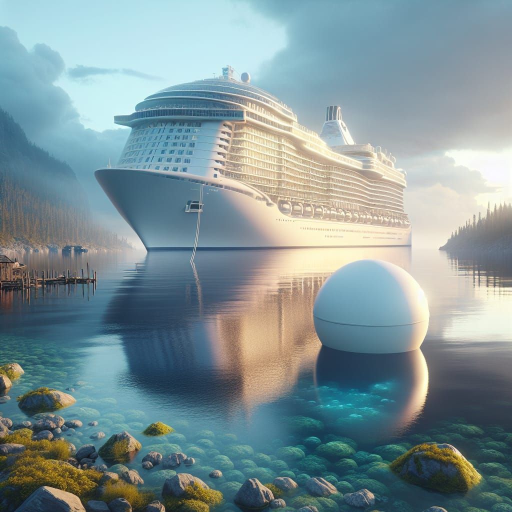 Gigantic Cruise Ship on a Tranquil Lake
