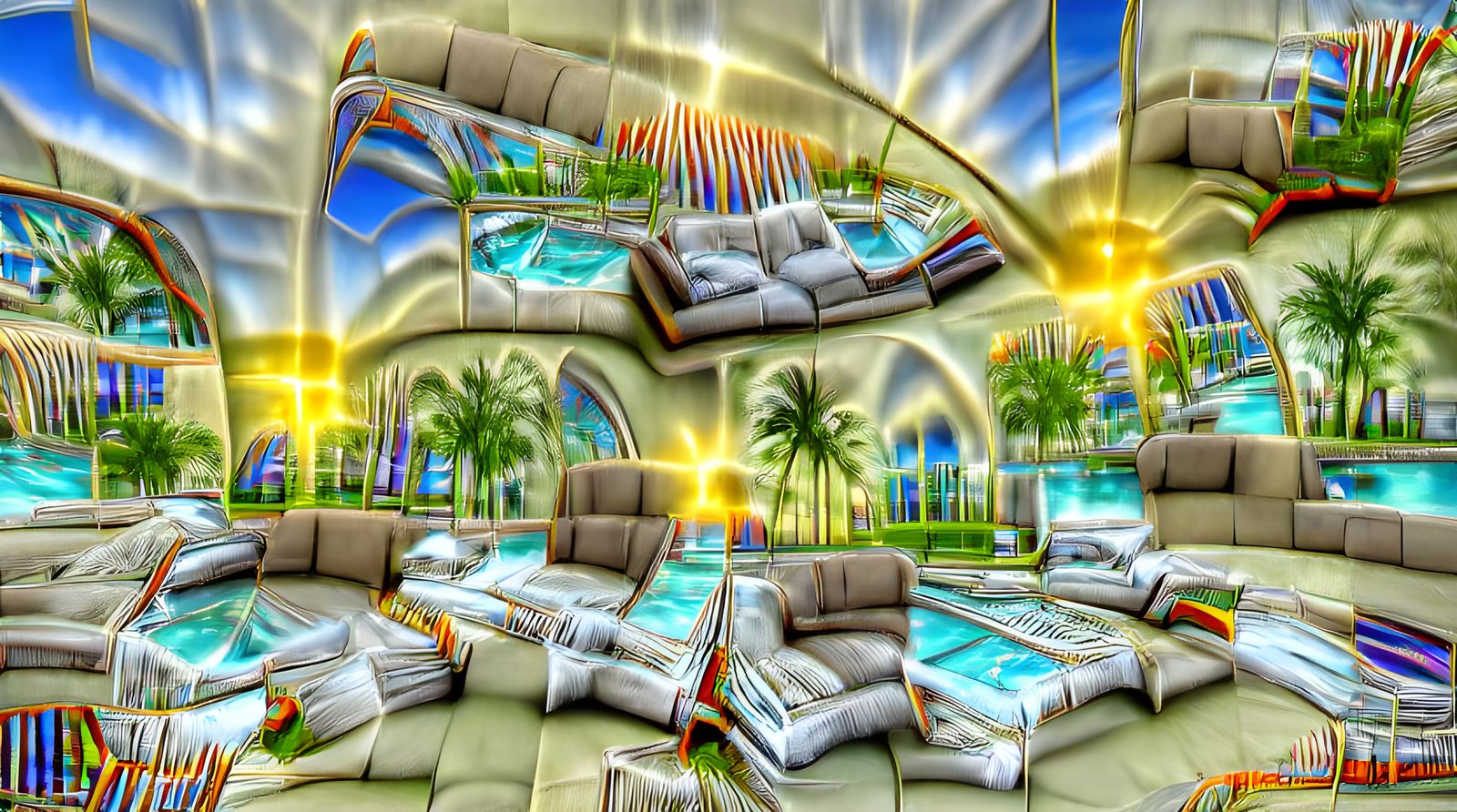 Sky Paradise Hotel: Lavish Poolside Lounge in 3D