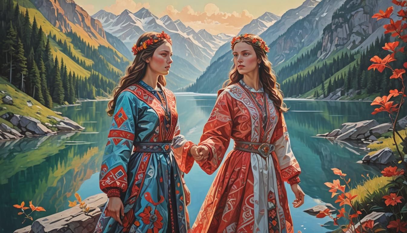 Contrasting Women in Mountain and Gothic Landscapes