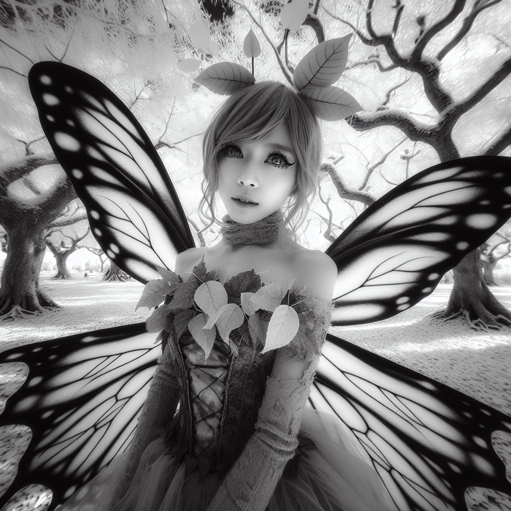 Ethereal Winter Portrait in Infrared Black and White