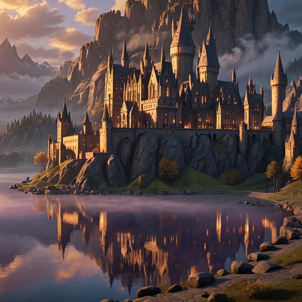 Hogwarts Express at Sunset: Cinematic Digital Painting