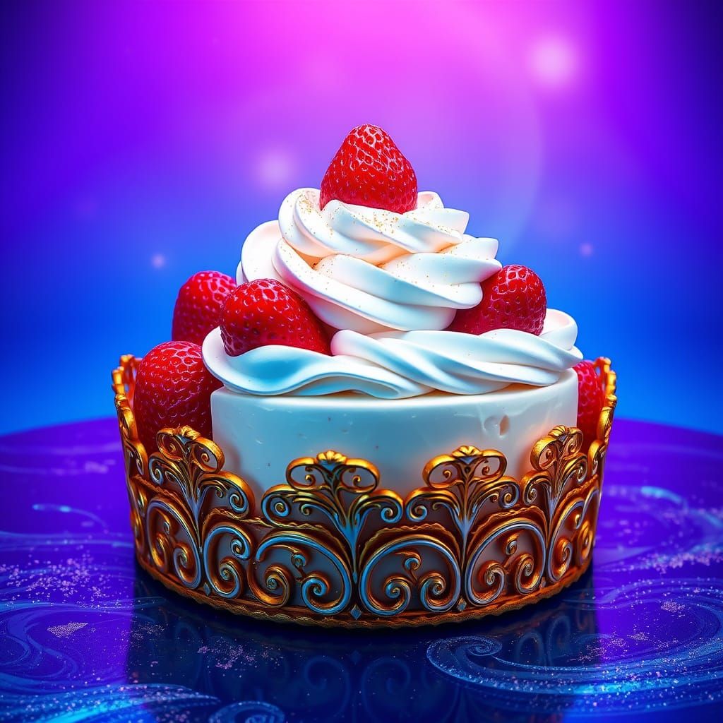 Majestic Strawberry Cheesecake in Fantasy Realm