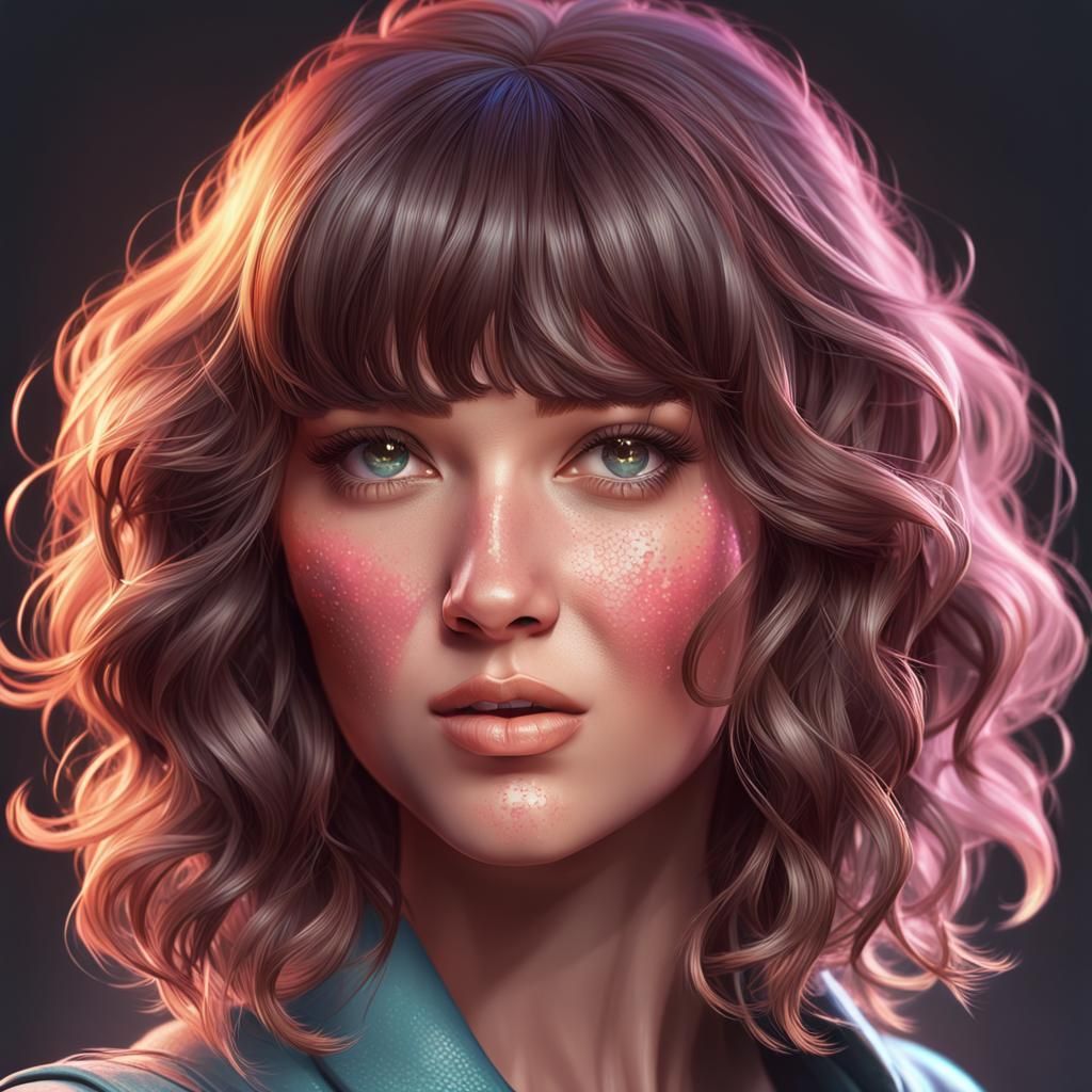 Detailed Portrait of a Cute Girl with Wavy Hair