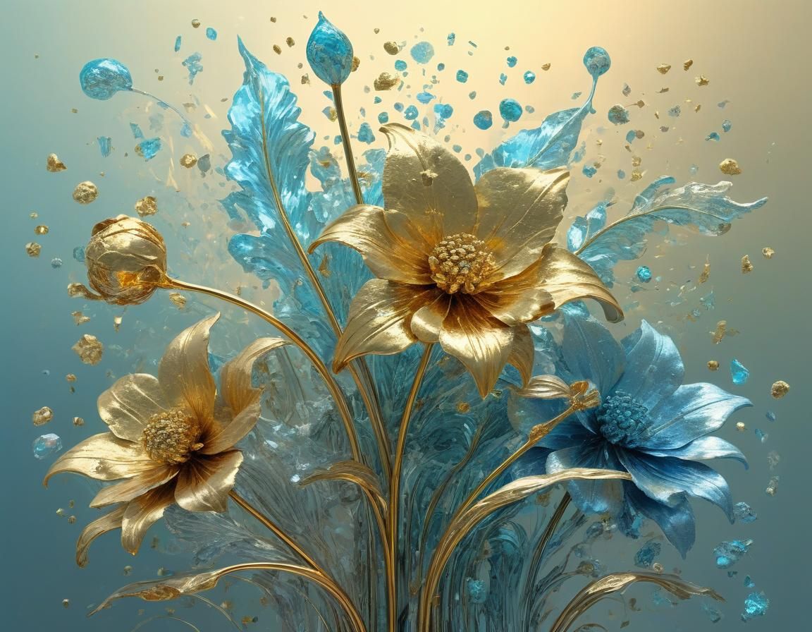 Ethereal Abstract Floral Art in Digital Style