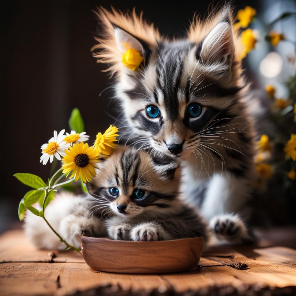 Cute Kitten-Raccoon Hybrid Portrait