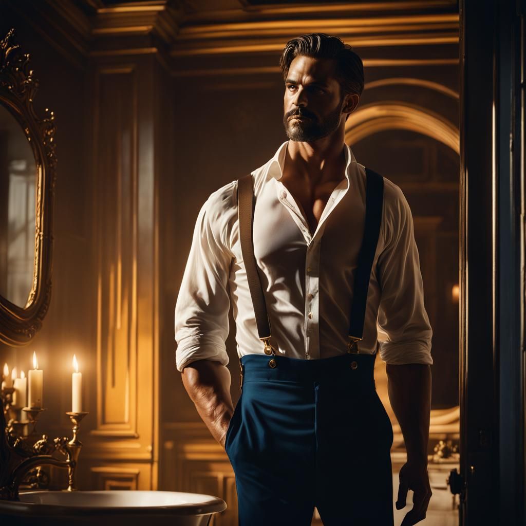 Victorian Man in Golden Hour: Dark Academia Art