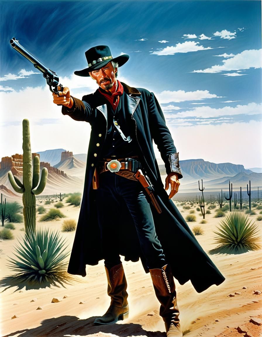 Lee Van Cleef as Gunslinger in Desert Standoff