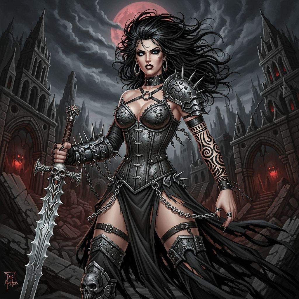 Grimdark Style Art with Dark Textures and Shadows