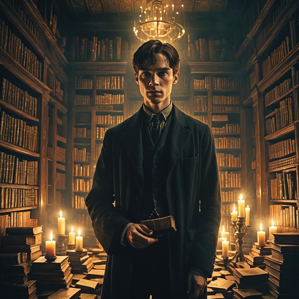 Tom Riddle Portrait in Dark Surrealist Style