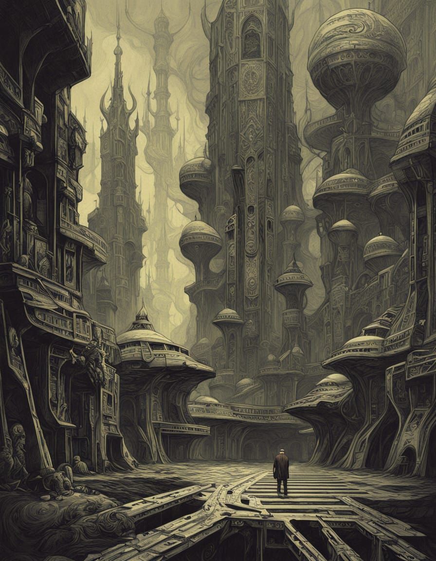 Cyberpunk Gothic Elf in Dystopian Cityscape