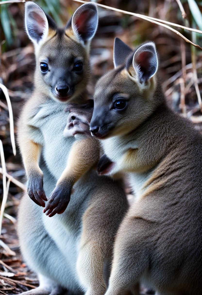Baby Wallabies in the Australian Bush