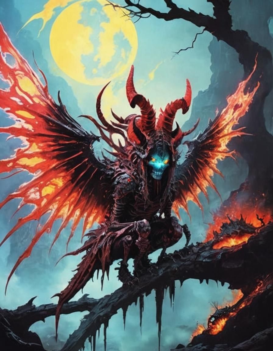 Hellish Animal Skeleton Demons in Dark Fantasy Landscape