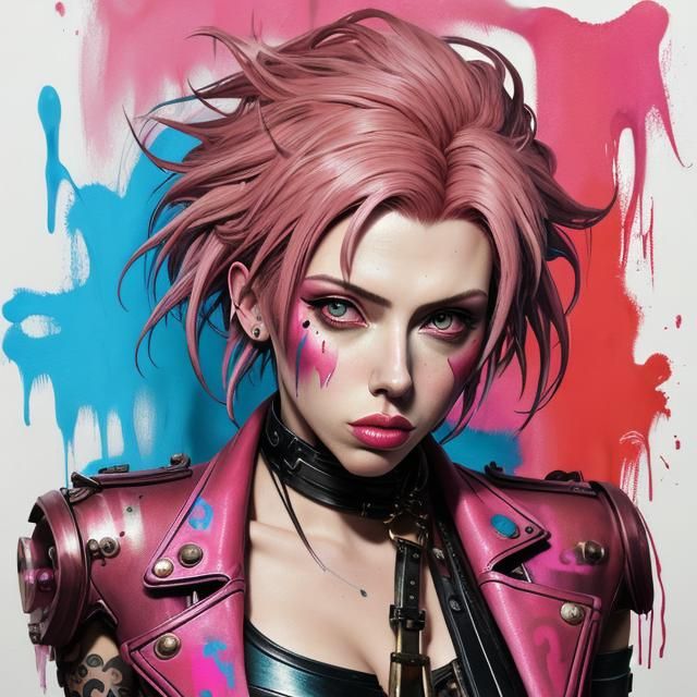 Colorful Steampunk Graffiti Art of Punk Crossdresser