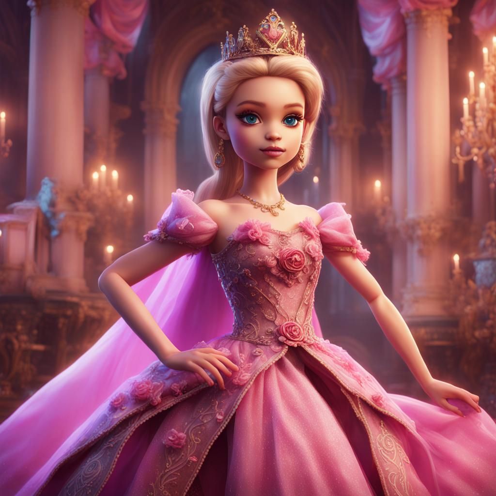 Boy as Princess and Barbie in Detailed Matte Painting