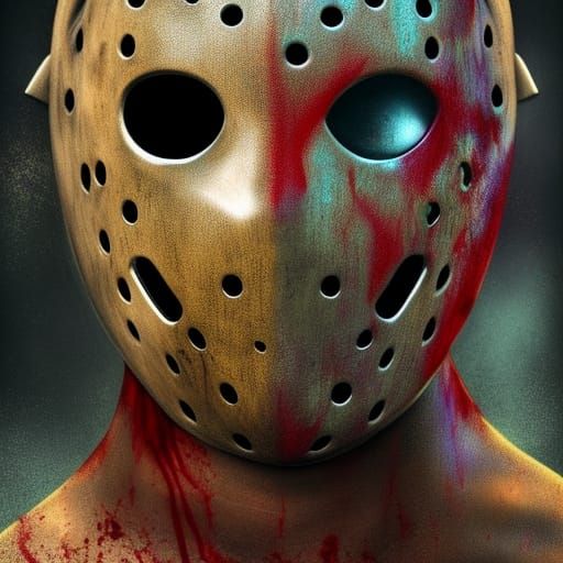 Hyperrealistic Jason Voorhees Horror Concept Art