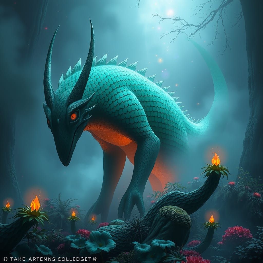 Mystical Being Vigjak Emerges from Dreamlike Landscape