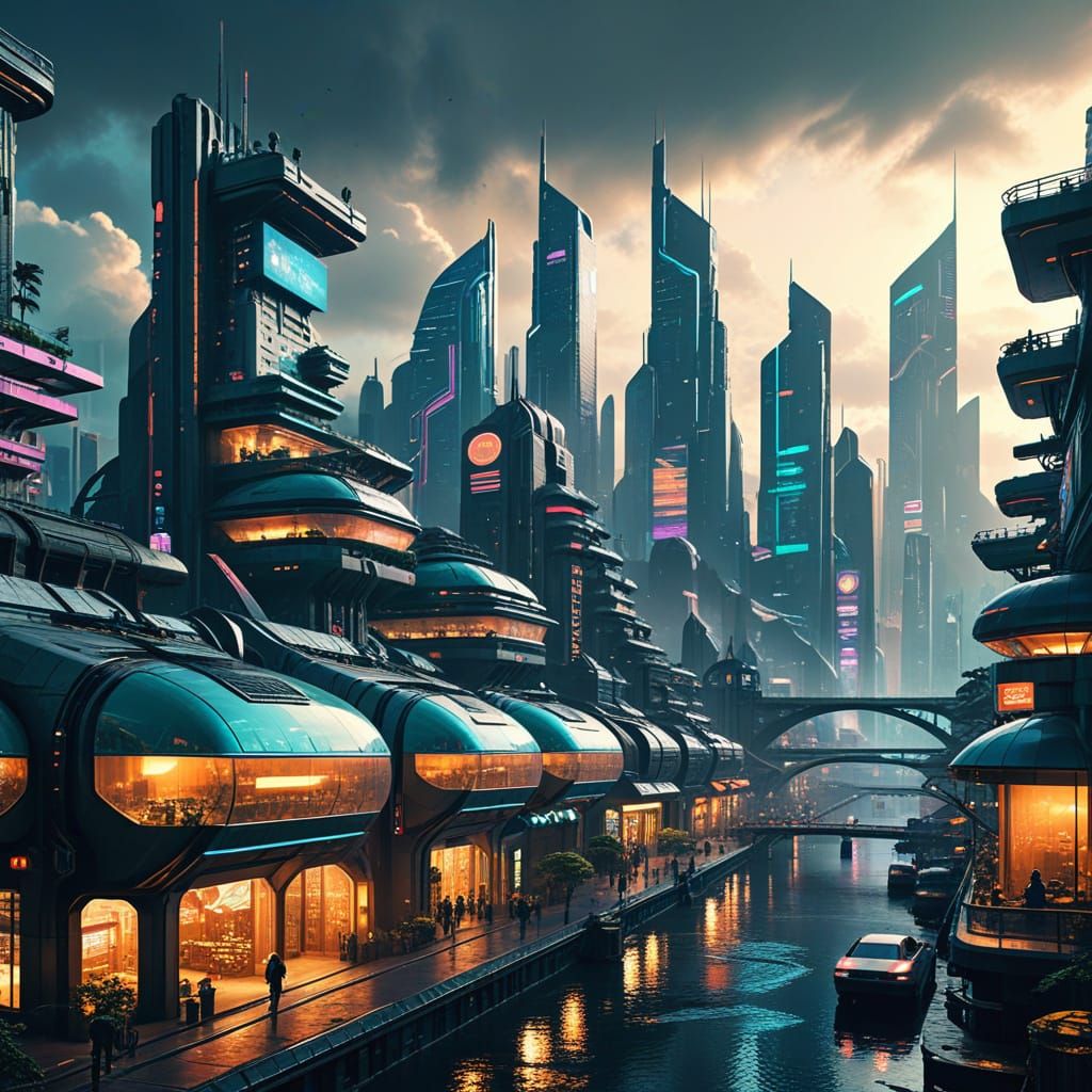 Vibrant Cyberpunk Utopia Unfolds