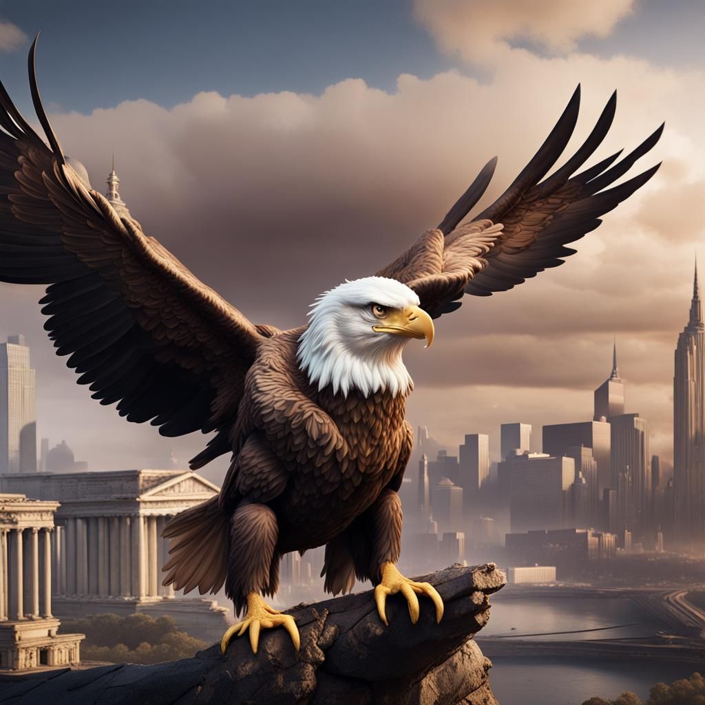 Donald Trump as an Eagle, Detailed Matte Painting