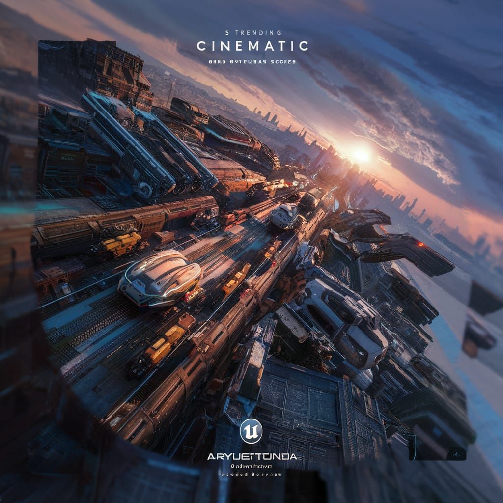 Futuristic Cityscape Sunrise in 3D Game Cinematic Style