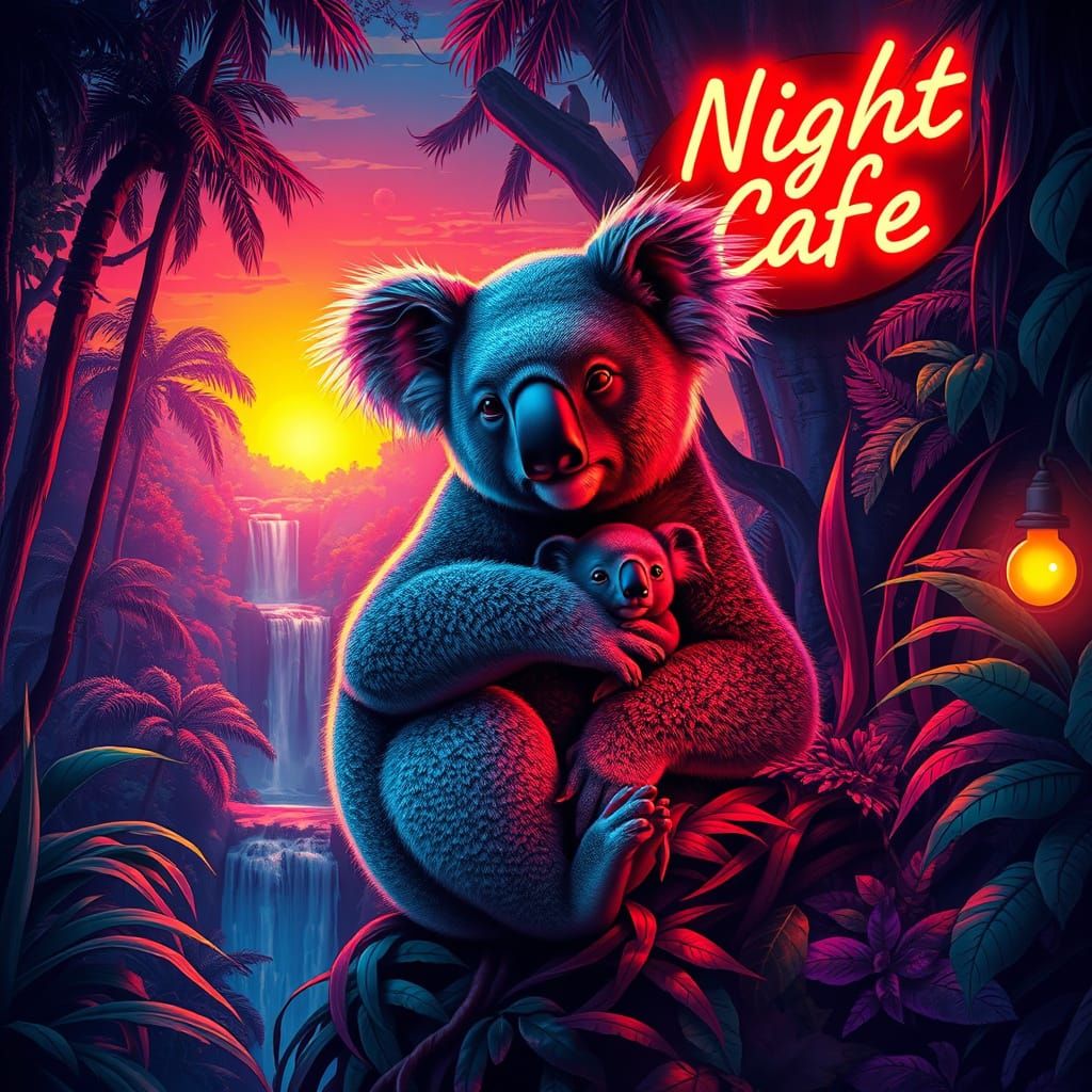 Koala baby in night Cafe