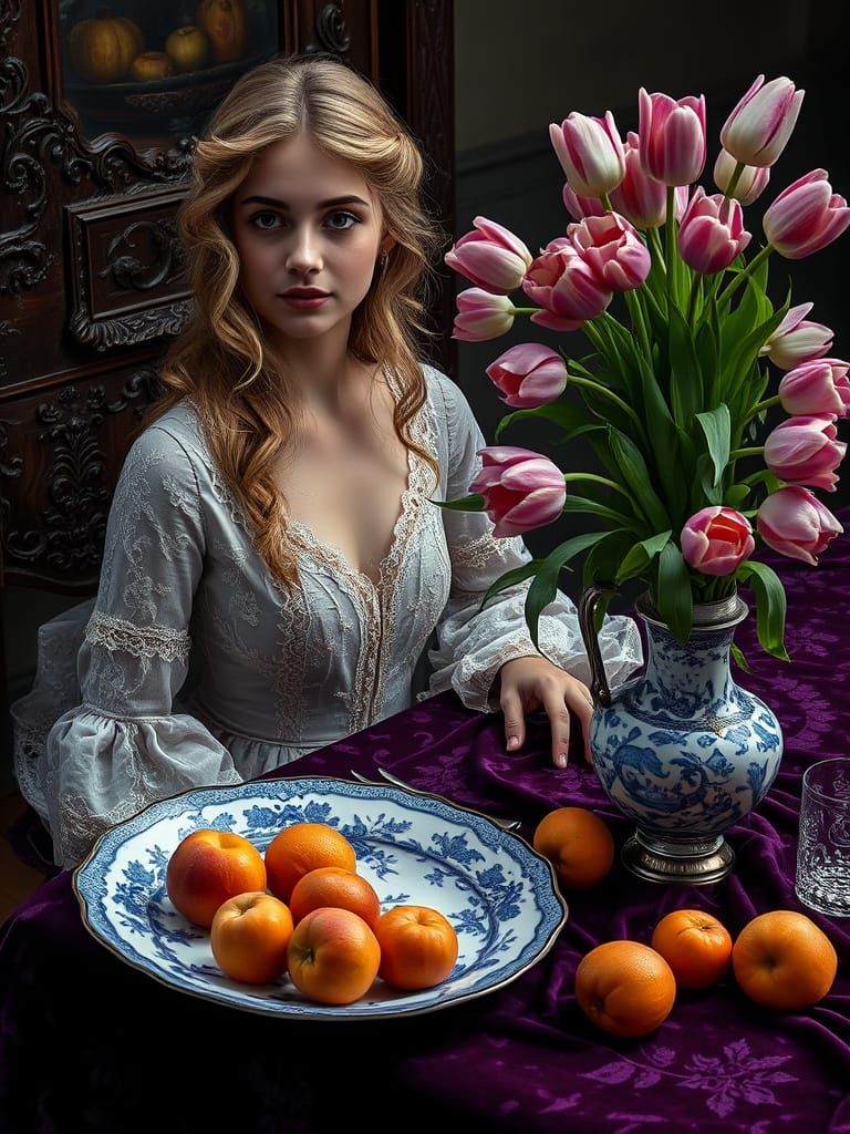 Elegant Lady in Lavish Victorian Setting