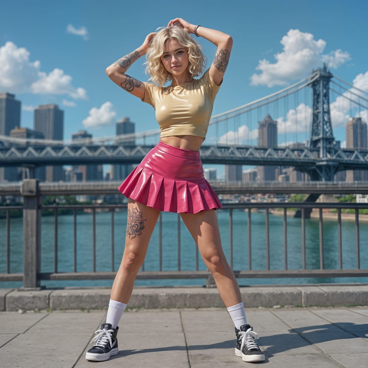 Latex Fashion Model Poses Downtown