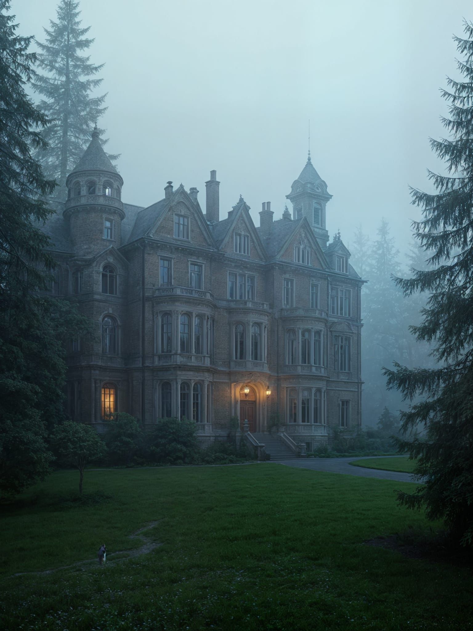Mystical Manor in Classical Style with Cinematic Lighting