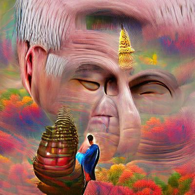 Surreal Digital Illustration: Mike Pence as Buddha