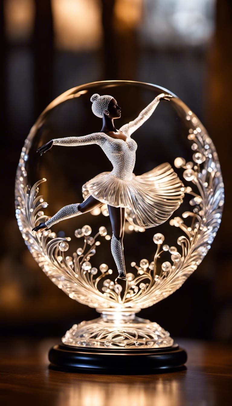 Glass Ballerina Sculpture with Dynamic Lighting