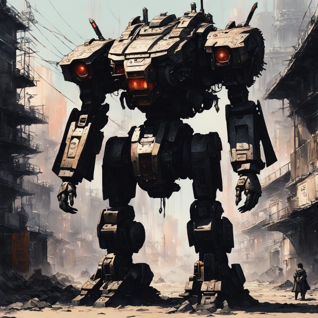 Cyberpunk Mecha Goddess Rises from Ruins in Haunting, Indust...