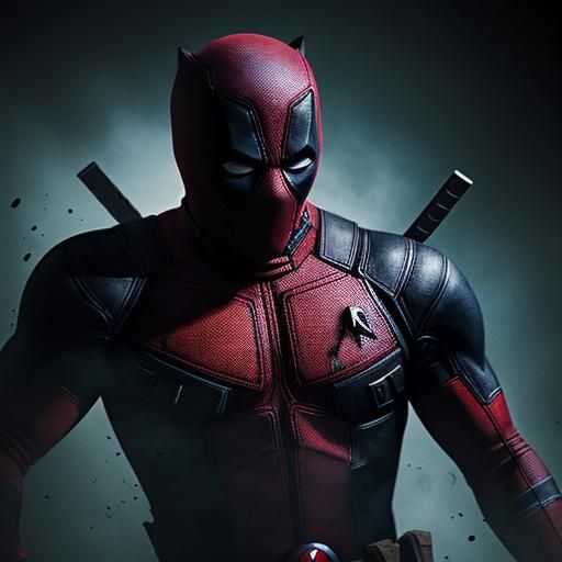 Deadpool in Haunted House: Hyperrealistic Splash Art