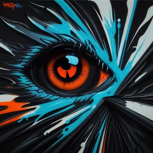 Dragon with Blue Eyes in Graffiti Art Style