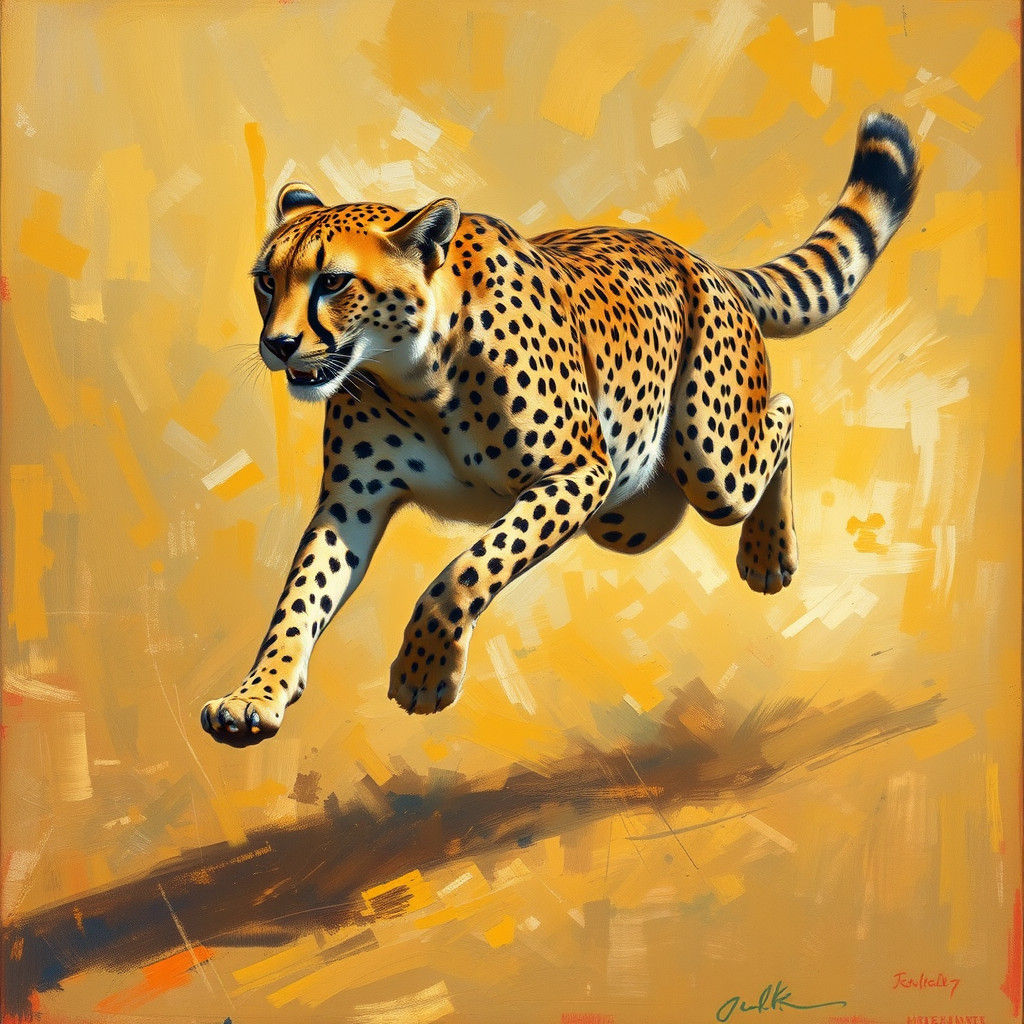 Cheetah Leaps into an Impressionist Painting
