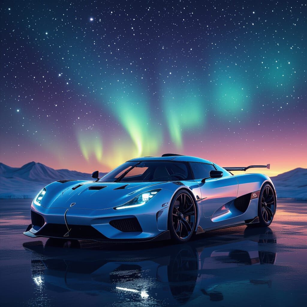 Koenigsegg Jesko Absolut Under Aurora Sky