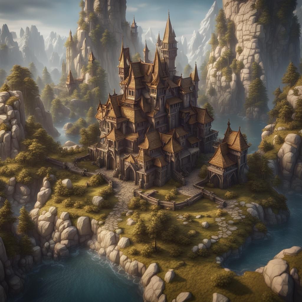 Fantasy World Map Illustration in High Resolution