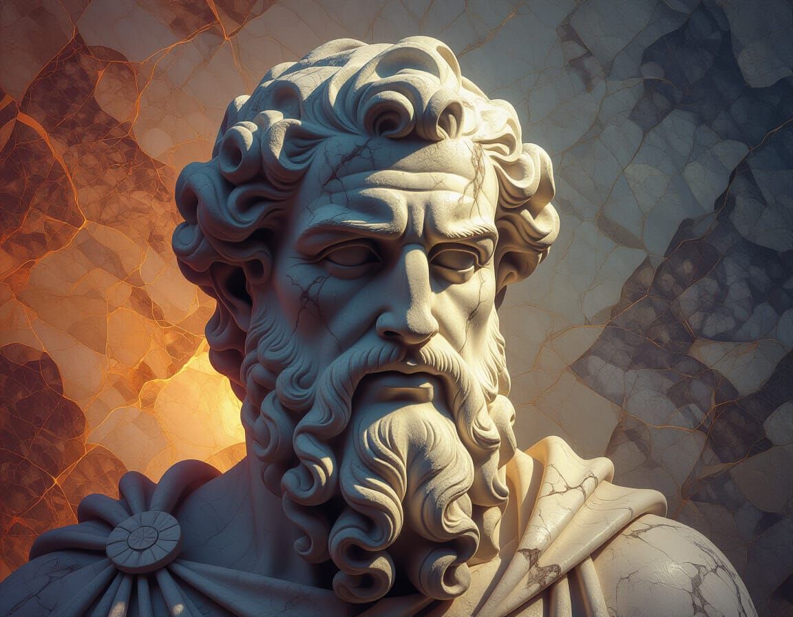 Marble Guardian Sculpture in Romantic Realism