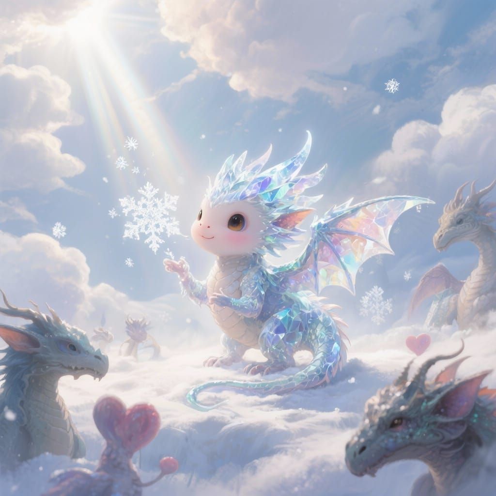 Adorable Baby Phoenix Dragon Exhales Snowflakes in Ethereal ...
