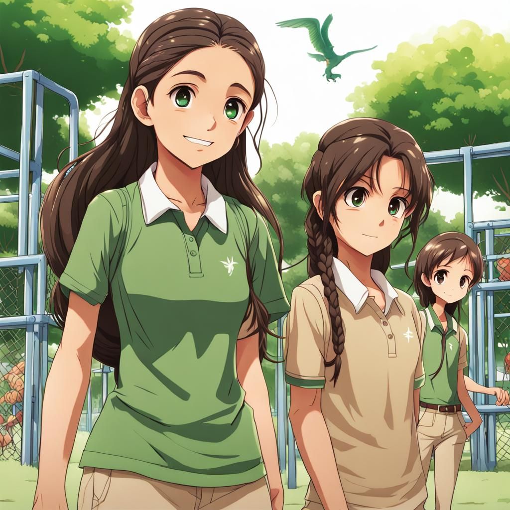 South Asian Girl at Playground in Anime Style